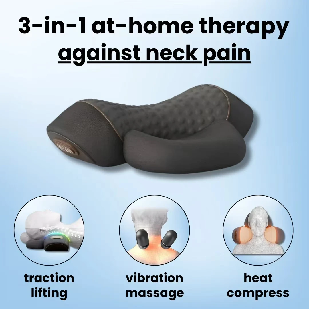 Neck Traction Pillow - COSSEAL-3-em-1 pescoço massageador travesseiro cervical compressa