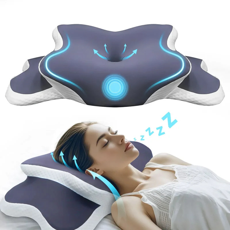 Neck Traction Pillow - Travesseiro de Espuma Viscoelástica Ergonômico Ortopédico