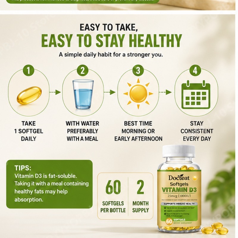 Docteat Vitamina D3 Softgels 2 - Health Wellness Vitamins avaliação e preço